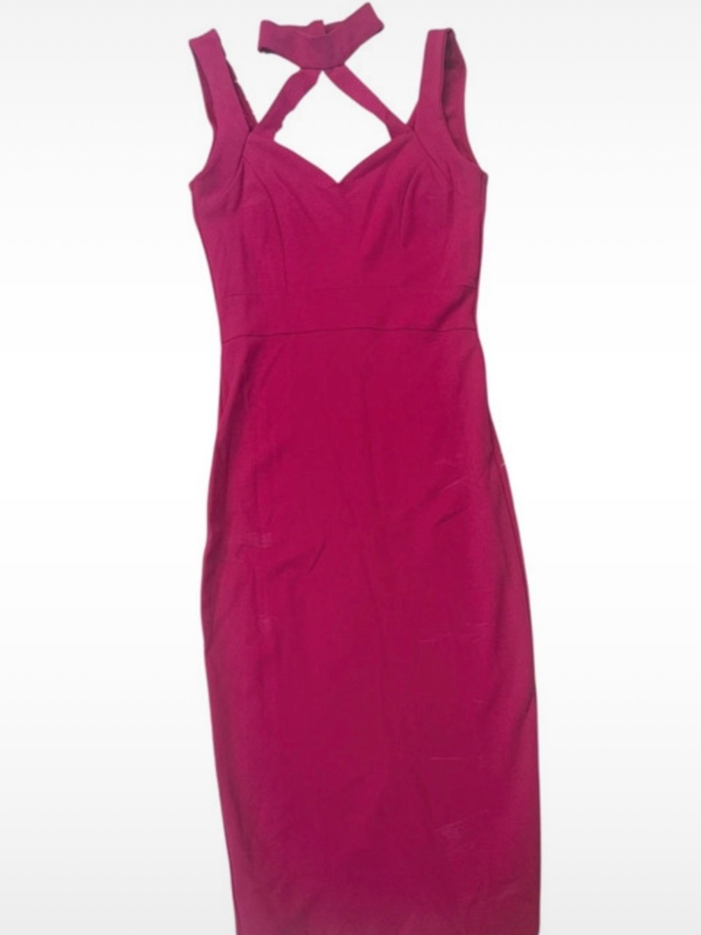 Fuchsia Sleeveless Dress with Cross-neck Detail